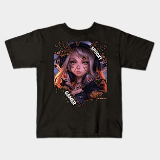 Halloween Gamer Witch Girl Kids T-Shirt